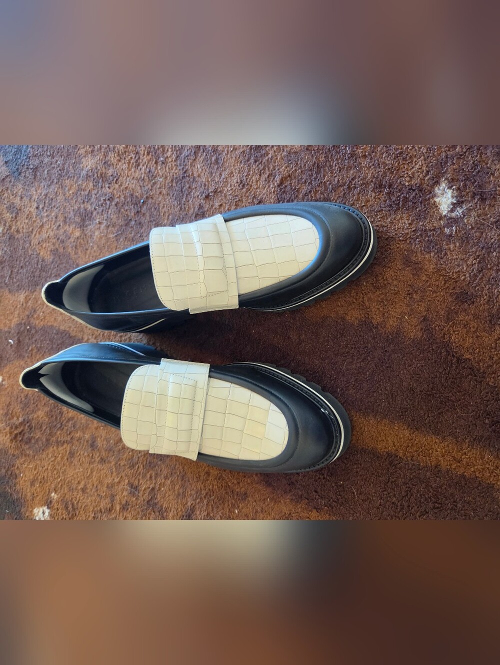 Nwot M. GEMI Black And White Loafers Size 41